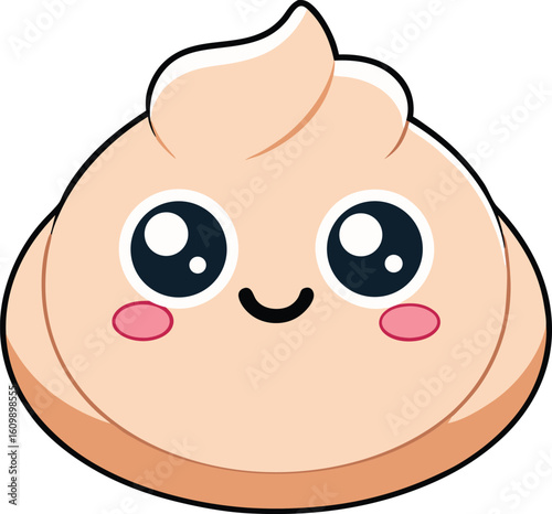 Kawaii Dumpling Character with Happy Expression and Rosy Cheeks new 2025 trendy