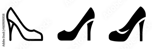 High Heel Icon Set – Fashion, Style, Shoe, Elegant, Woman, Trend, Footwear

