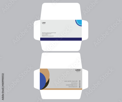 Modern geometric abstract design Envelope. Abstract geometric composition featuring a dynamic blend of primary and secondary colors with helvetica and courier typography elements