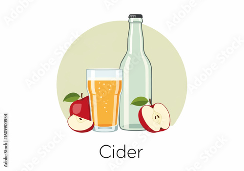 Fresh Apple Cider with Green Apples Illustration