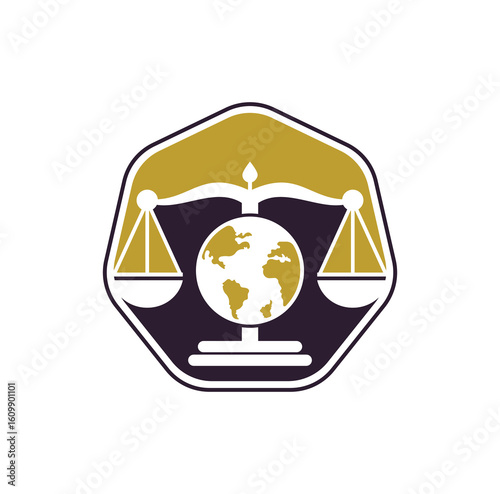 Globe law logo vector icon