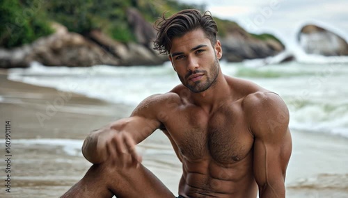 man on the beach	