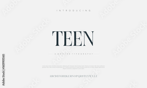 Teen Classy elegant font, vintage type or luxury premium typeface, vector English royal alphabet. Classic typography in modern or old art deco style, serif letters for modern or retro poster font
