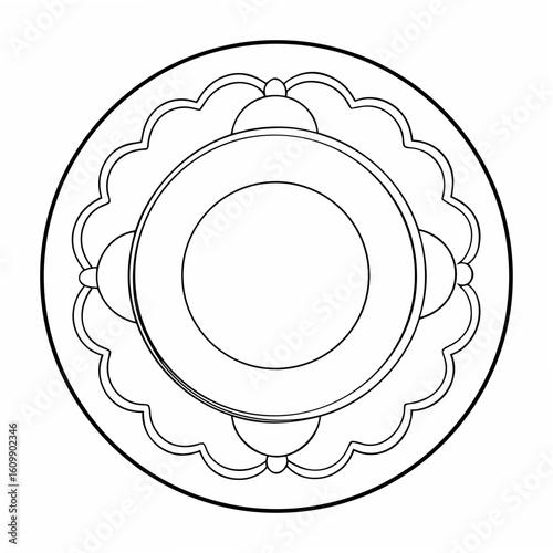 Plate Coloring Pages – Kitchen, Dishware, Outline, Kids, Printable, Fun, Design

