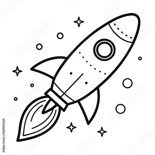 Rocket with Galaxy Coloring Pages – Space, Stars, Planets, Outline, Kids, Printable, Fun

