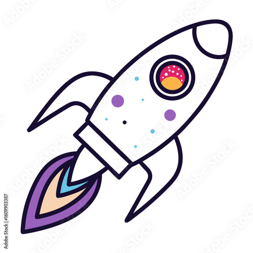 Rocket with Galaxy Coloring Pages – Space, Stars, Planets, Outline, Kids, Printable, Fun

