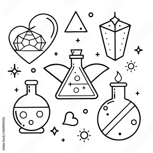 Set of Alchemy Symbols Coloring Pages – Printable, Outline, Magic, Mystical, Kids, Fun

