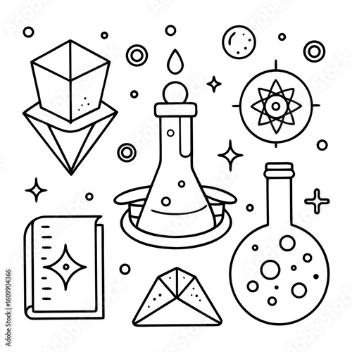 Set of Alchemy Symbols Coloring Pages – Printable, Outline, Magic, Mystical, Kids, Fun

