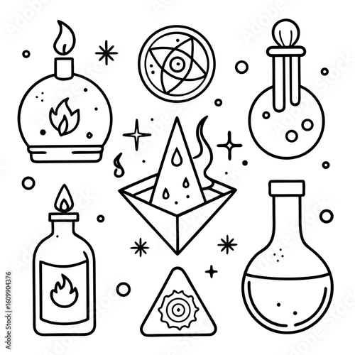 Set of Alchemy Symbols Coloring Pages – Printable, Outline, Magic, Mystical, Kids, Fun

