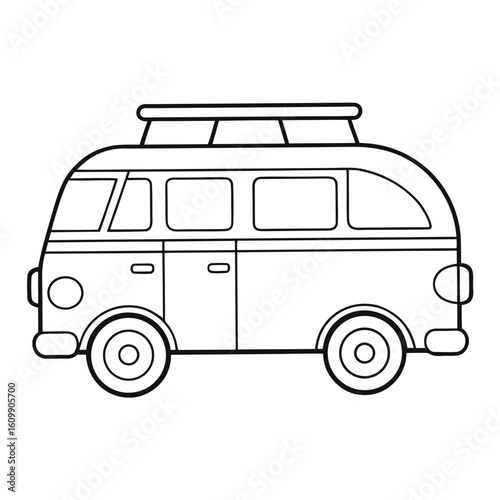 Summer Van Travel Coloring Pages – Printable, Outline, Adventure, Beach, Kids, Fun, Easy

