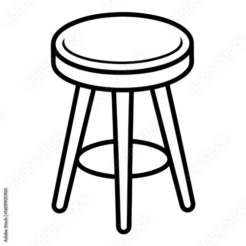 Tabouret Stool Furniture Coloring Pages – Printable, Outline, Minimal, Home, Easy, Kids, Design

