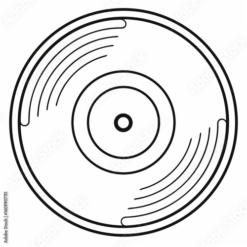 Vinyl Record Disc Coloring Pages – Music, Retro, Outline, Line Art, Printable, Vintage, Sound

