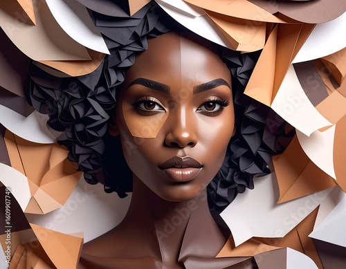 Woman with intricate paper-cut design