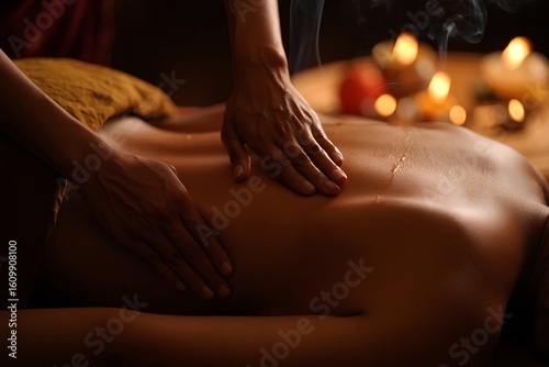 Wallpaper Mural Close-up of spa massage in dimly lit, wellness retreat relaxation concept Torontodigital.ca