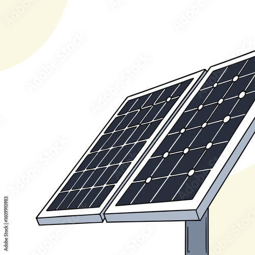 Solar panels installed on a metal frame against a light background  