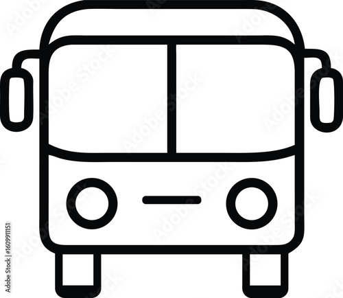 Adobe Illustrator ArtworkMinimalist Bus Front View Icon – Public Transportation Vector

