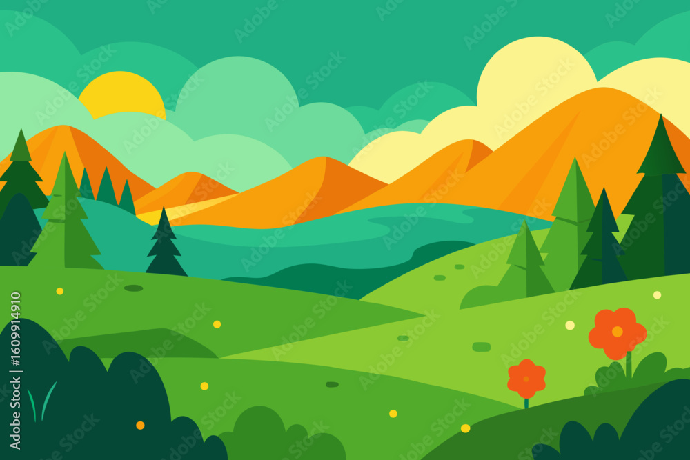 Obraz premium summer landscape with mountains