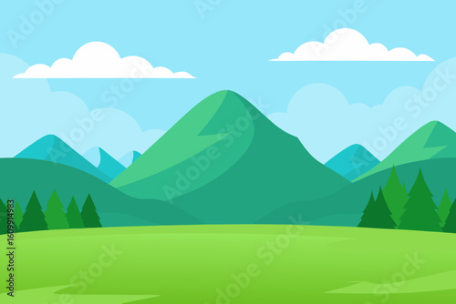 landscape with mountains and clouds