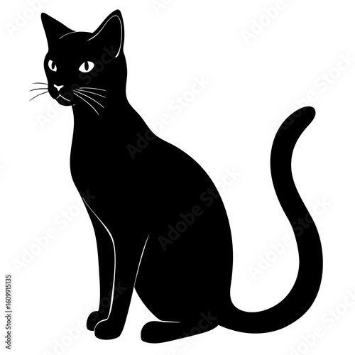 Wallpaper Mural black cat vector illustration on white background  Torontodigital.ca