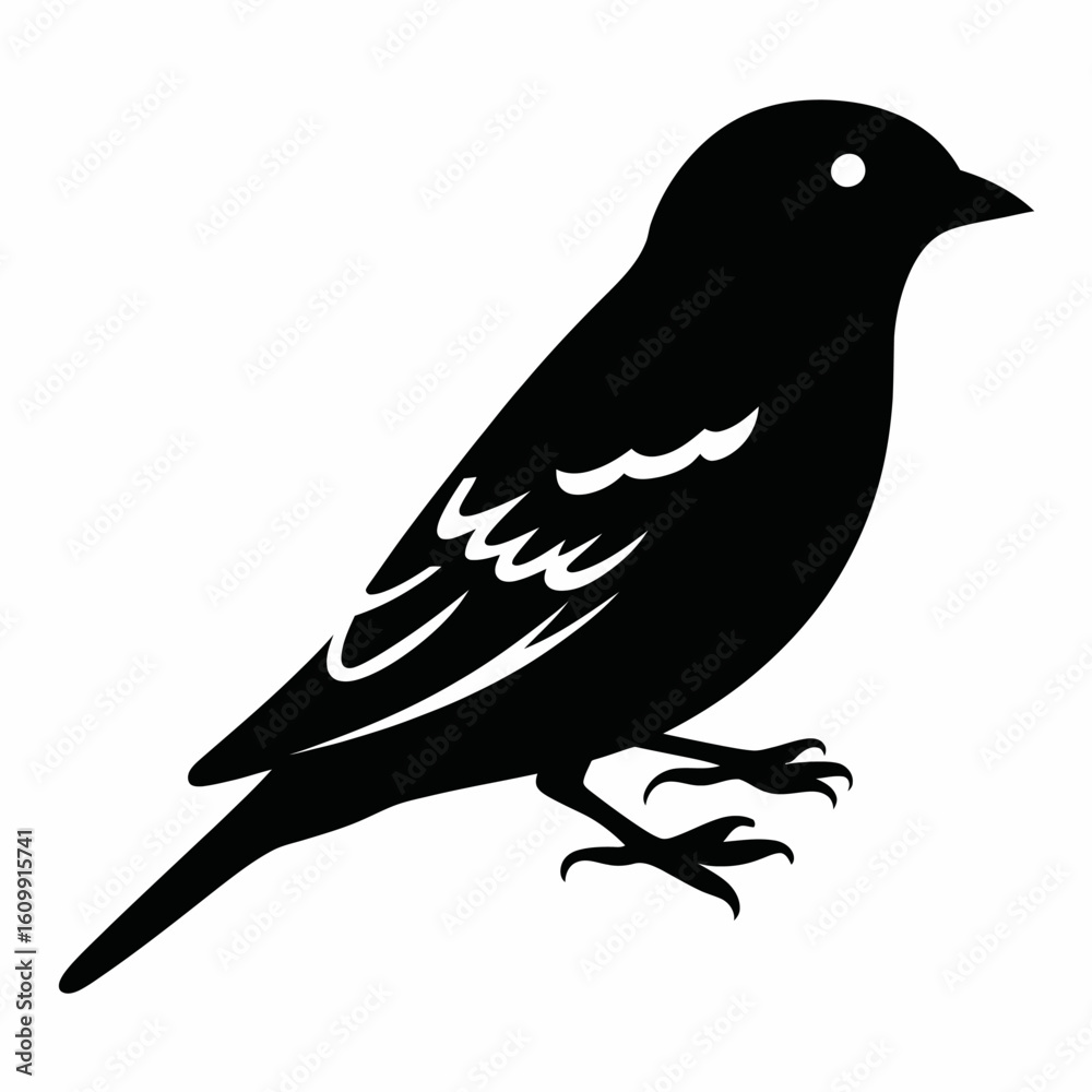 Fototapeta premium Bird Silhouette Illustration on White Background