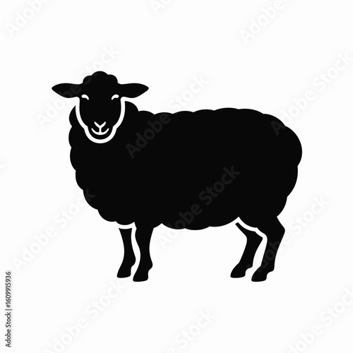 Black Sheep Silhouette on White Background