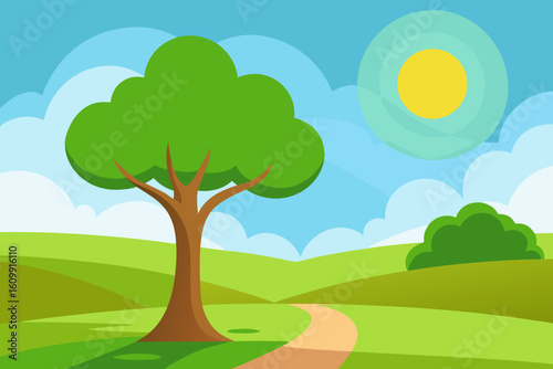 Inviting 2D Cartoon Background Scene Illustration Playful Engaging Design