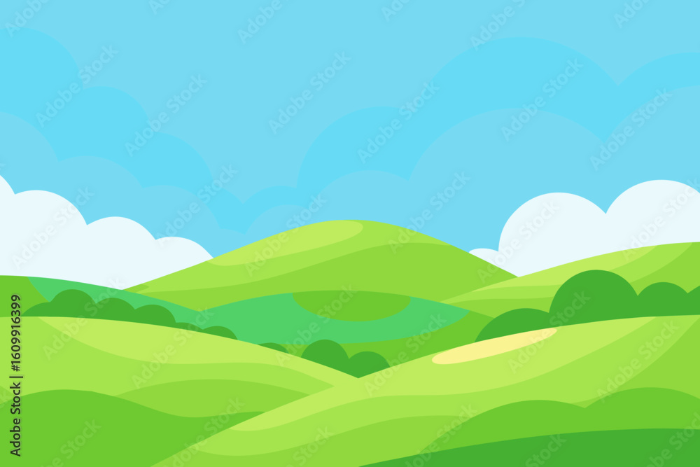 Obraz premium Serene 2D Cartoon Background Scene Gentle Peaceful Kids Illustration Artwork