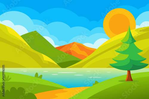 Vibrant Picturesque Natural Vista Envisioned Dynamic Scenic Landscape