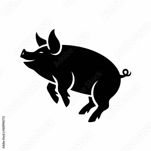 Jumping Pig Silhouette