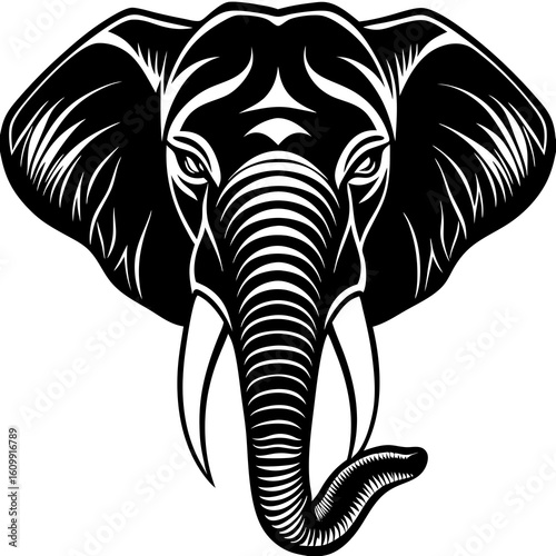 elephant head vector on white background 