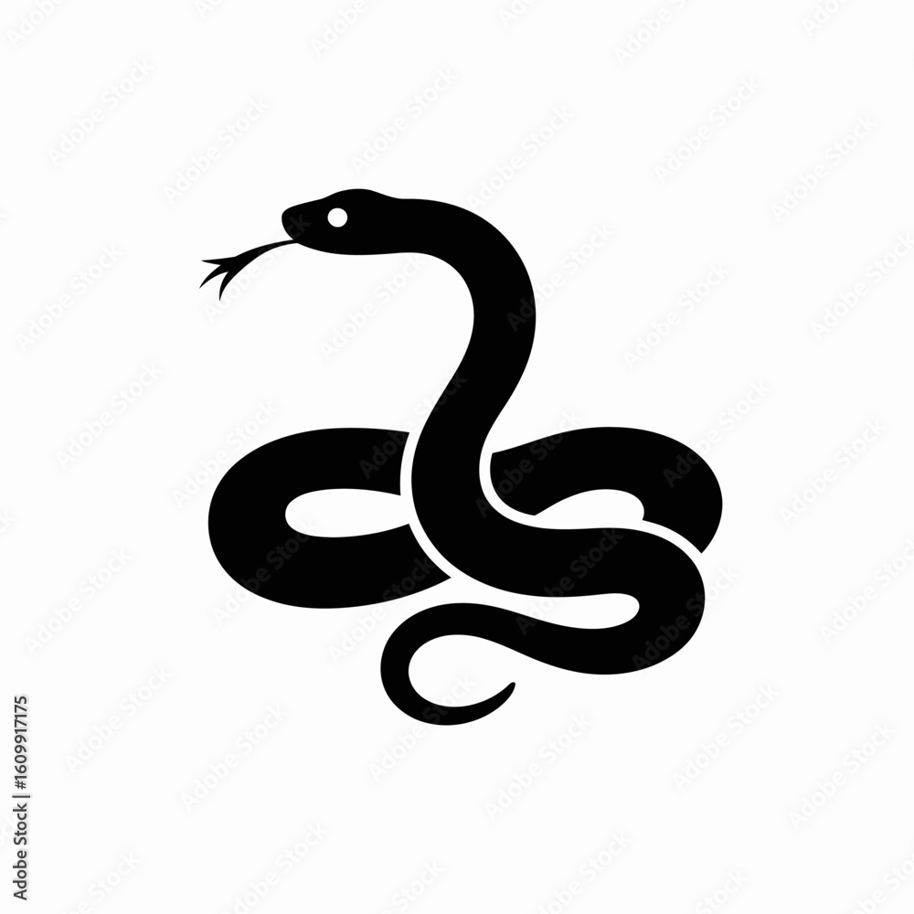 Fototapeta premium Stylized Black Snake Silhouette on White Background