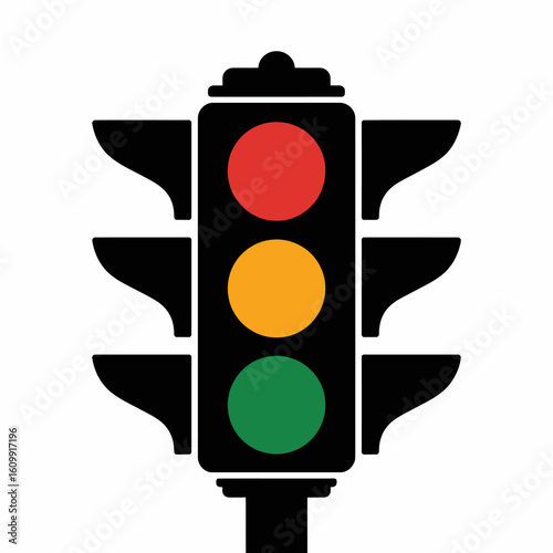 Traffic Light Icon with Red, Yellow, and Green Signals