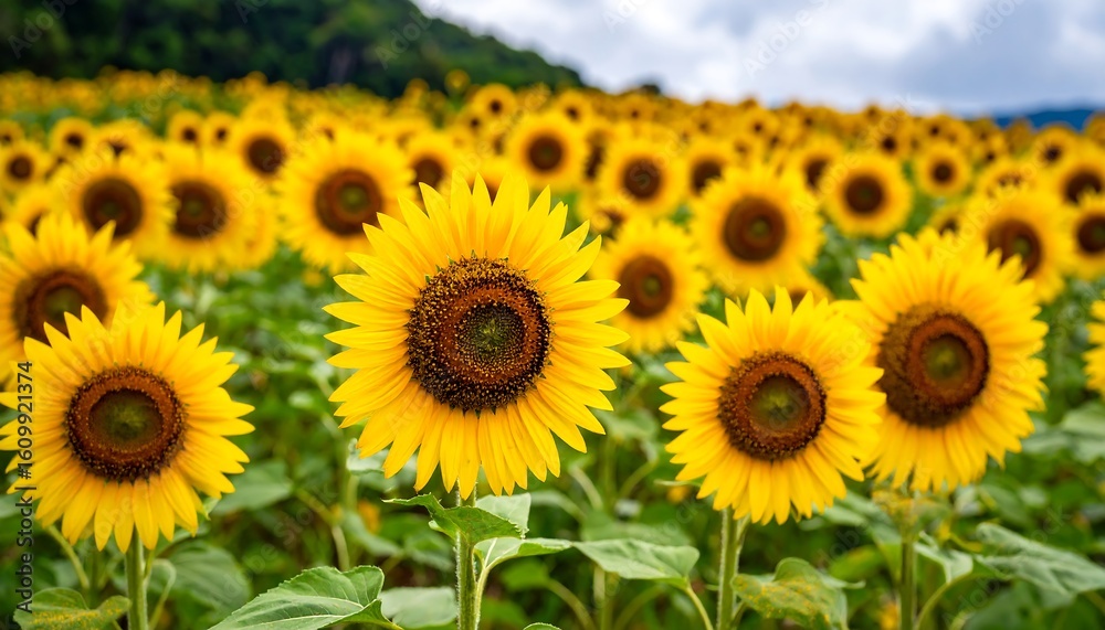 Naklejka premium Field of vibrant sunflowers