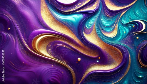 fantasy vibrant purple magenta teal and gold glitters abstract wavy background m one thousand and one nights arabian nights aladdin inspired digital illustration with eastern vibes golden sparkles