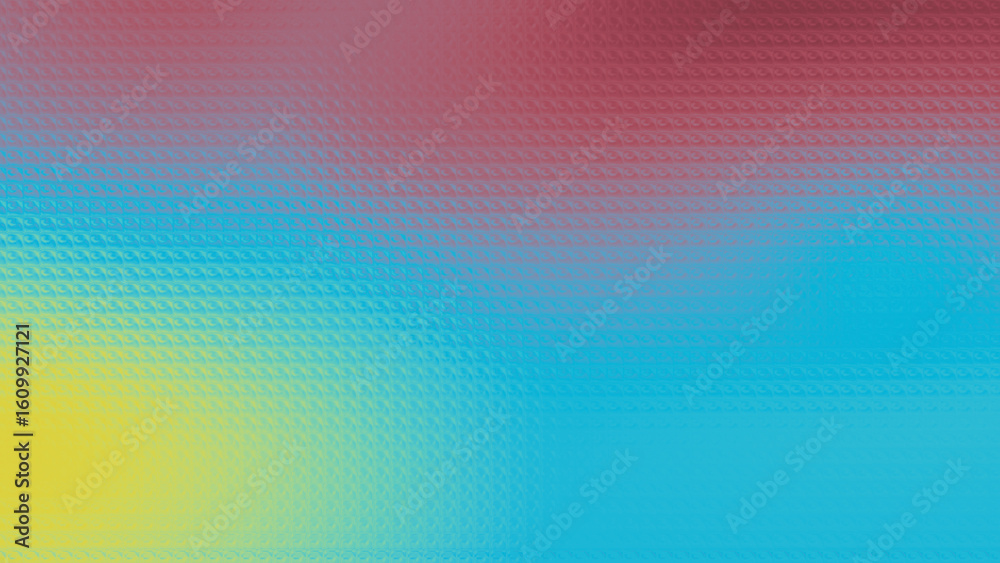 Fototapeta premium Dynamic abstract background with a vibrant gradient of red, cyan, and yellow, showcasing a glossy textured glass effect