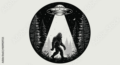 Bigfoot Under UFO Light