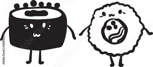 Cute sushi character japanese cuisine	
