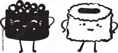 Cute sushi character japanese cuisine	
