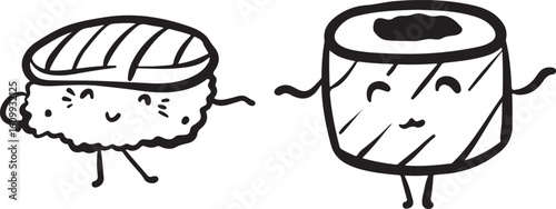 Cute sushi character japanese cuisine	
