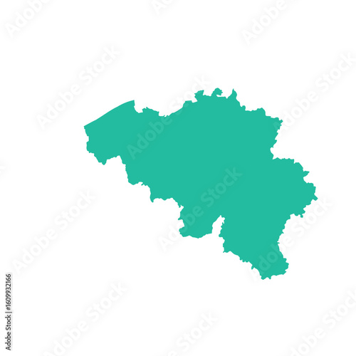 Map of Belgium, sign silhouette. World Map Globe. Vector Illustration isolated on transparent background. Europe continent.