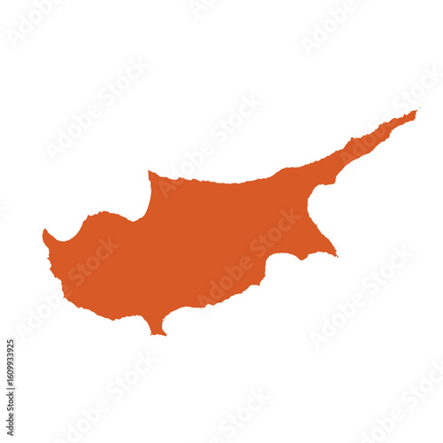 Map of Cyprus, sign silhouette. World Map Globe. Vector Illustration isolated on white background. Europe continent.