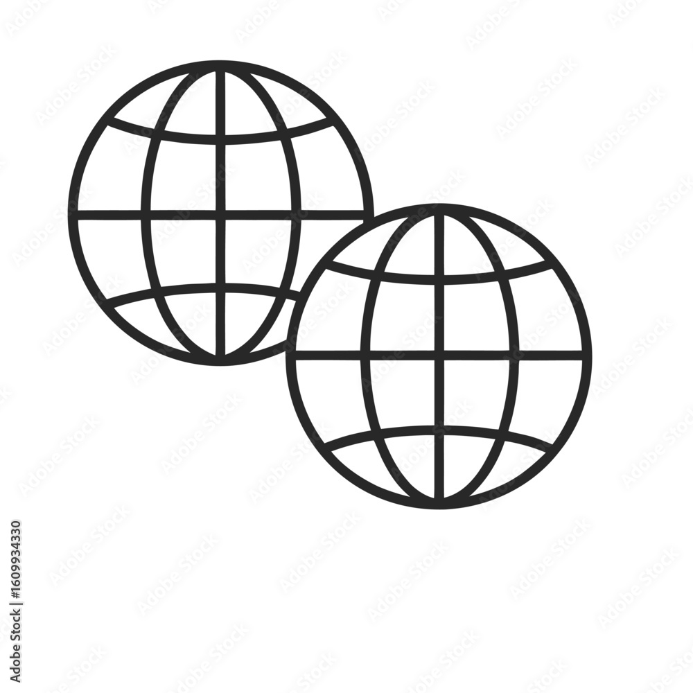 Globe icon world map illustration Globe icon world map illustration