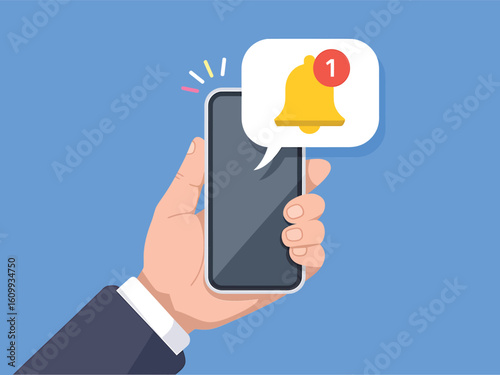 Receive important business alerts instantly with this modern smartphone notification, signaling urgent updates and timely information delivered directly to your hand.