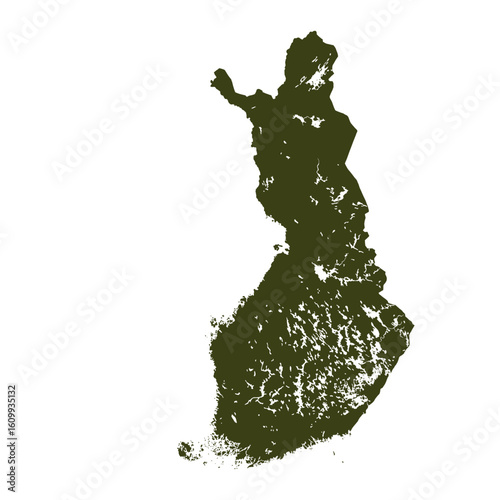 Map of Finland, sign silhouette. World Map Globe. Vector Illustration isolated on white background. Europe continent.