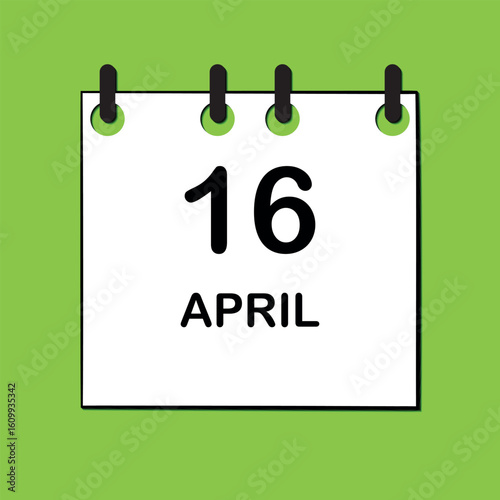 April 16. Daily Calendar icon for design. Simple design for business brochure, flyer, print media, advertisement. Easily editable.