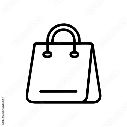 Illustration of a simple black outline of a shopping bag with handles design