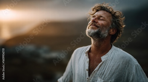 Man Practicing Breathwork Outdoors