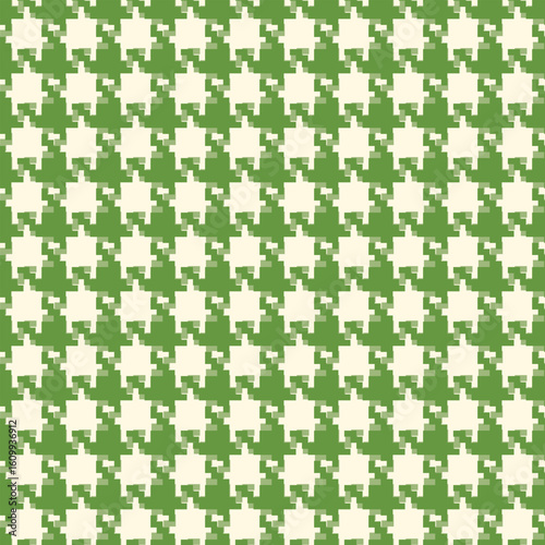 Geometric houndstooth beige seamless pattern with pied-de-poule ornament. Monochrome graphic design. Modern minimalist stylish squared background. Vector chequered motif for fabric, textile.