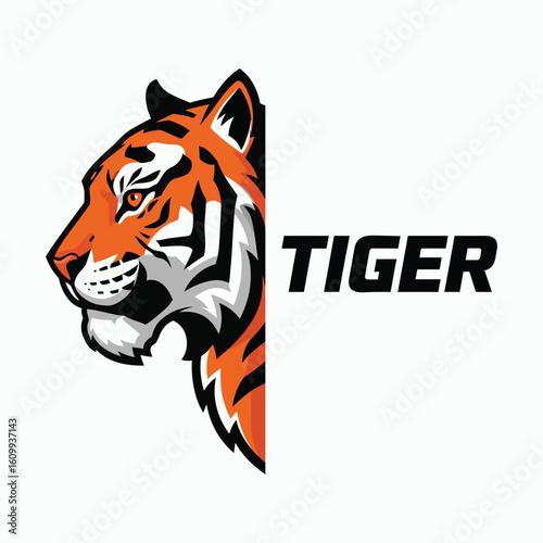 Fierce tiger head illustration with text overlay