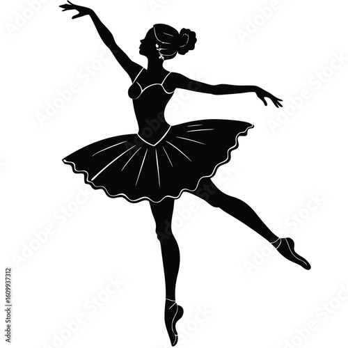 a ballerina mid-pose. Ideal for art, performance, and elegance-themed designs 